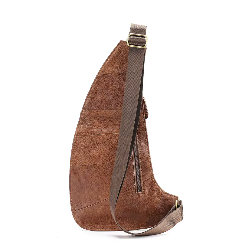 Hommes en cuir véritable fronde bandoulière haute qualité sac de poitrine multi-poches décontracté mâle peau de vache sac à bandoulière sac à dos sac à dos