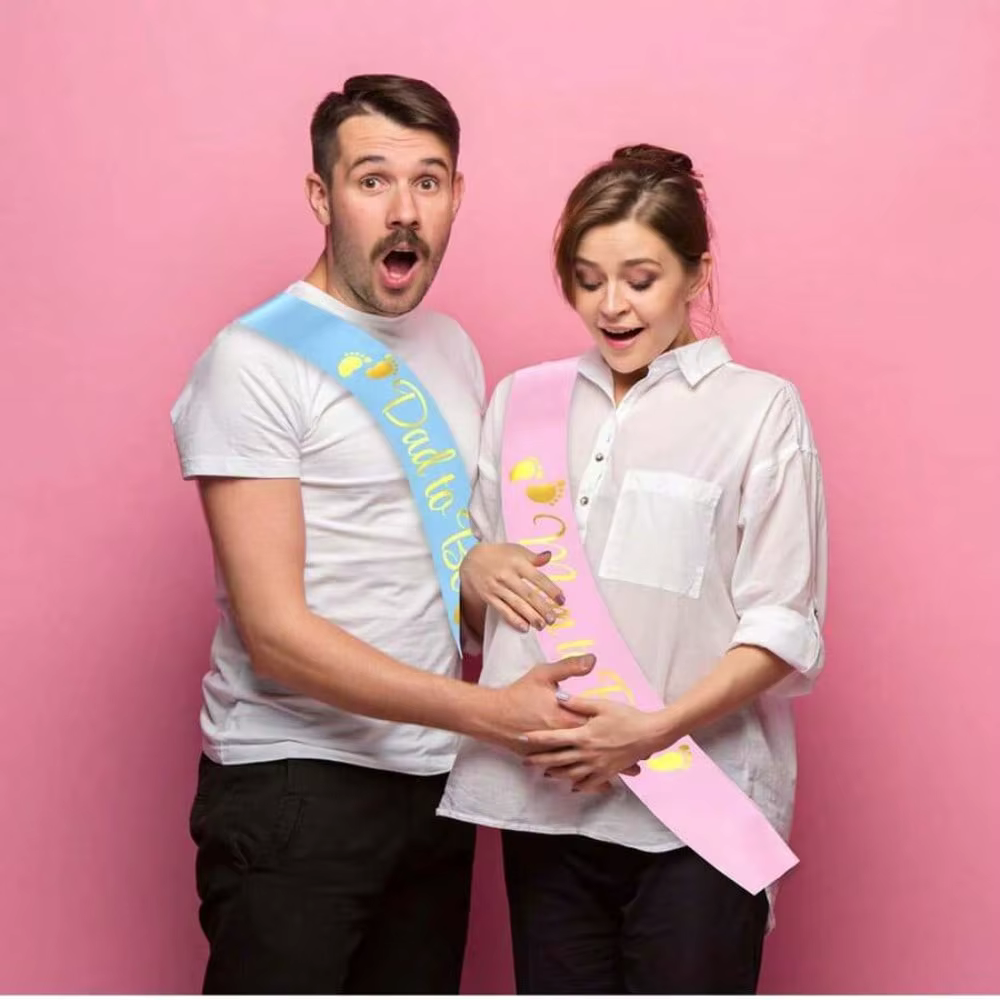 2 écharpes « Future maman » et « Future papa », ceinture à estampage à chaud, fournitures de fête, bretelles
