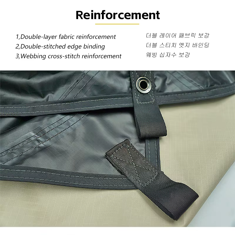 Bâche de revêtement noir imperméable à 19 Points de suspension, bâche de tente de Camping en plein air, abri Bushcraft, bricolage, tente volante