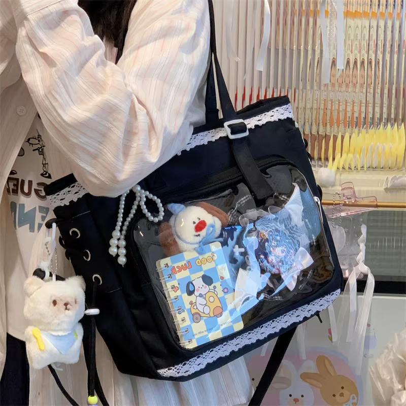 Nouveau sac bandoulière Ulzzang Ita Bag pour femme, style uniforme JK et preppy, avec badges DIY, pour exposition de bandes dessinées