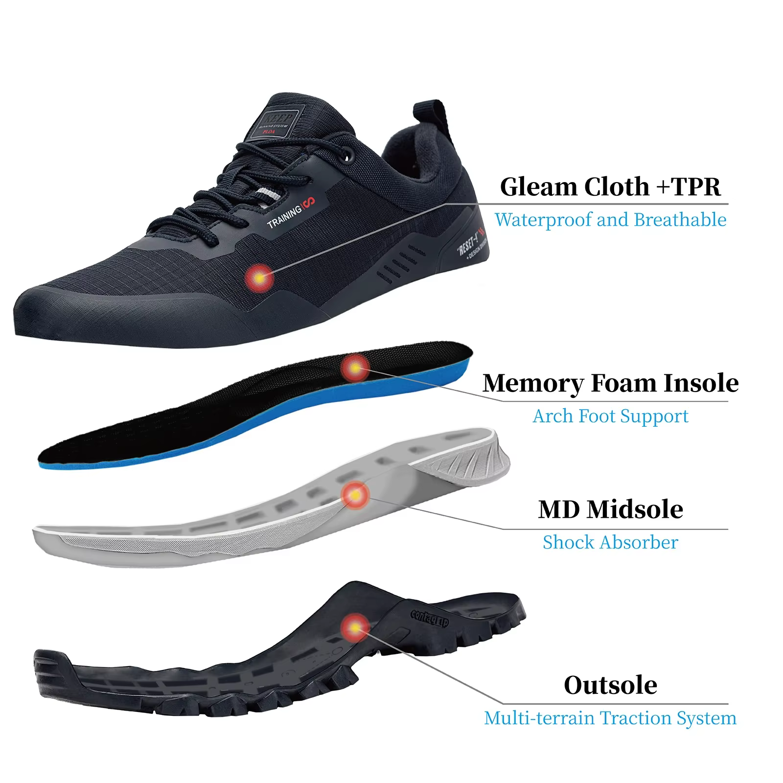 Baasploa-Chaussures de Randonnée Imperméables et Résistantes à l'Usure pour Homme