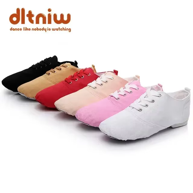 Coupons femme à lacets toile chaussure de danse Ballet Pointe baskets pour femmes hommes femmes danse Jazz chaussures
