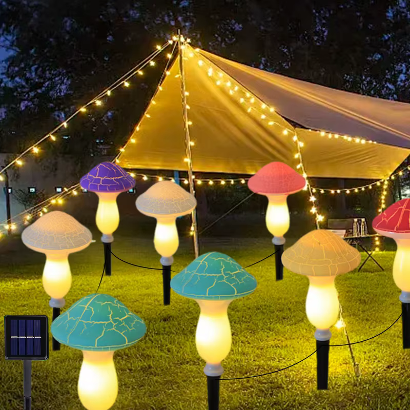 Lampe solaire féerique en forme de champignon, panneau solaire de jardin, décoration extérieure, lampe de nuit étanche, cour pour noël, décoration de fête de mariage