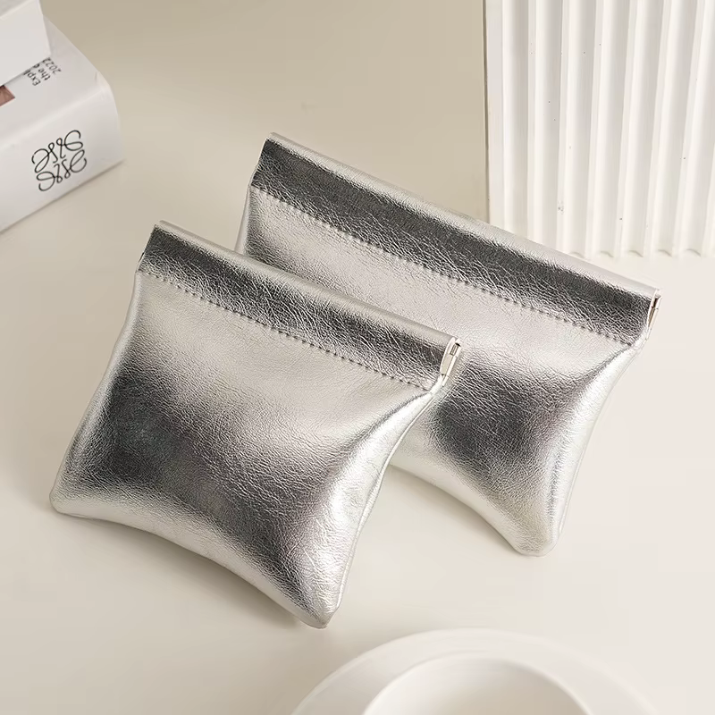 Petit portefeuille argenté Super Cool, sac de rangement de câbles de données portables, fermeture automatique, Mini pochette numérique pour écouteurs filaires