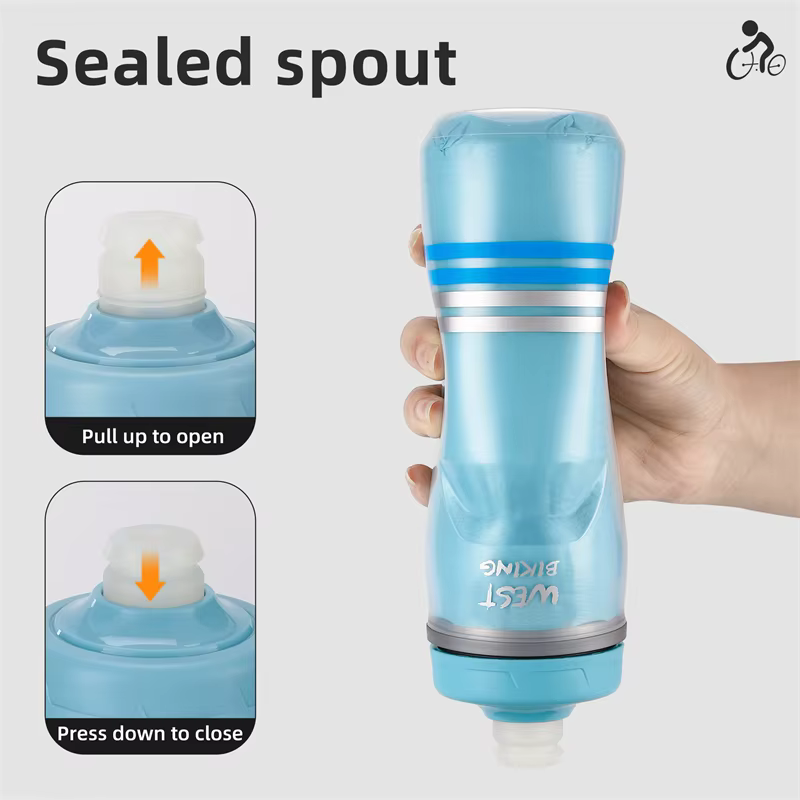 Bouteille d'eau isotherme et anti-fuite WEST BIKING 620 ml pour vélo, course à pied, randonnée, sport