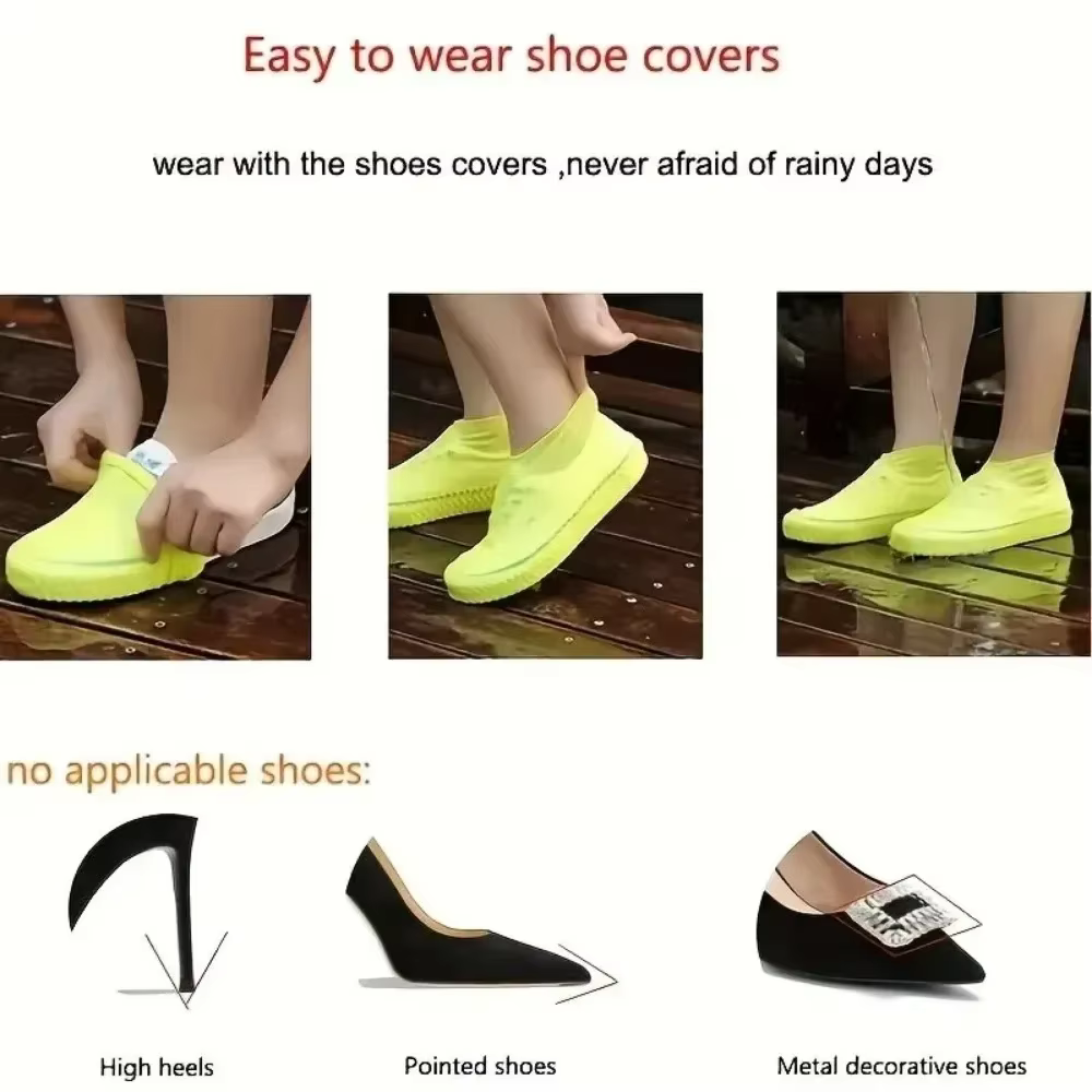 Couvre-chaussures en silicone imperméables antidérapants réutilisables pour les trajets en extérieur
