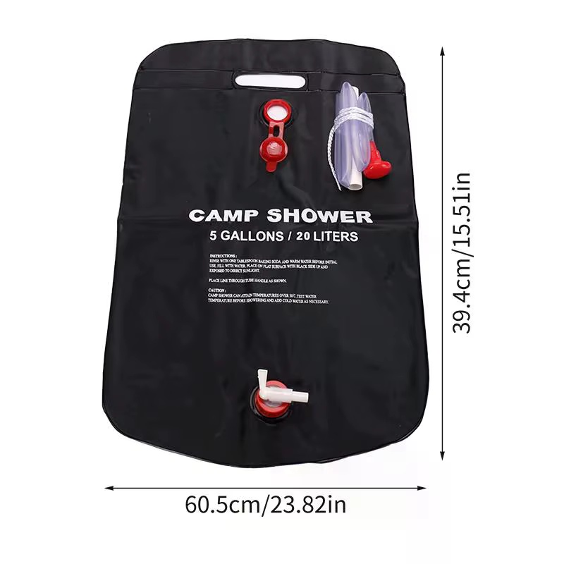 Sac de douche solaire portable 20L pour camping, randonnée, escalade – Nouvelle base pour bouteille d'eau de voyage et fournitures de camping