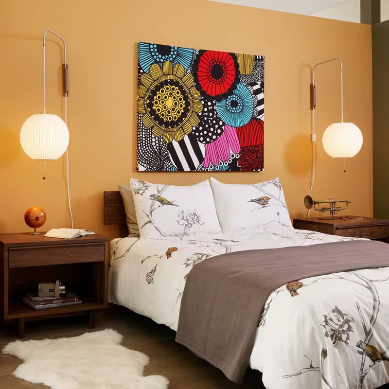 Nelson bulle applique E27 japonais soie applique pour salon décoratif mur étude allée chambre lampe de chevet