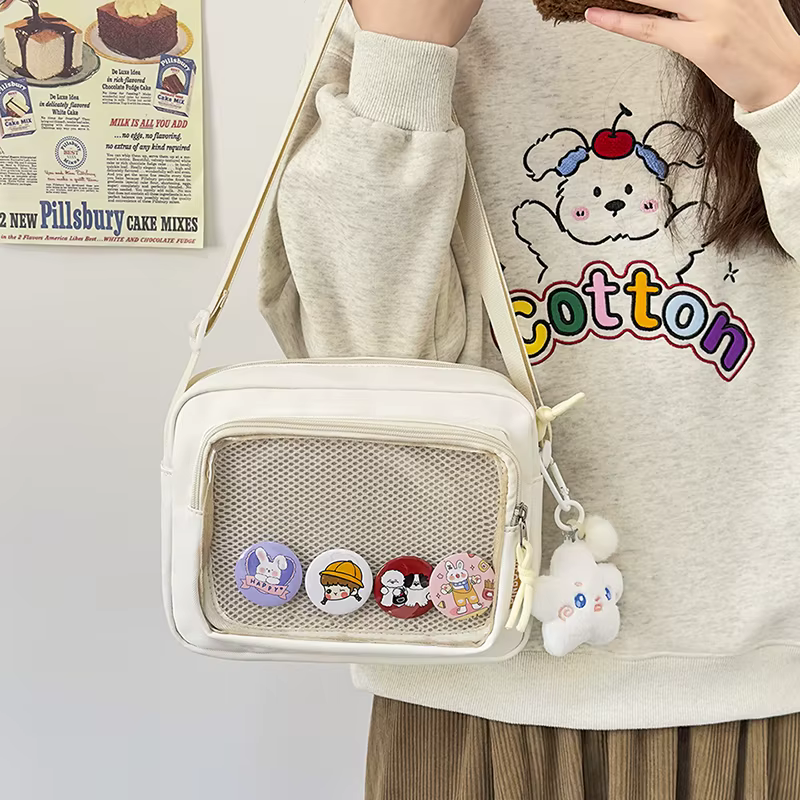 Mode japonais Anime esthétique Ita sac décontracté petit sac de messager pour les étudiants polyvalent bandoulière Itabag broche affichage sac à main