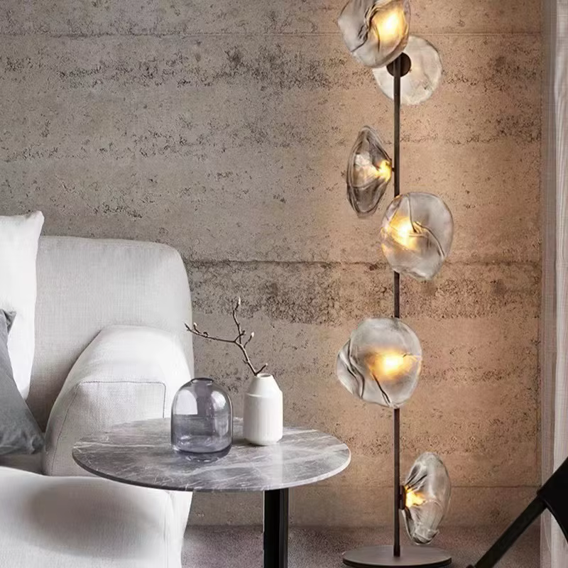 Lampadaire d'angle LED en verre moderne, lampe sur pied minimaliste, salon, hôtel, décoration d'intérieur, chambre nordique, chevet