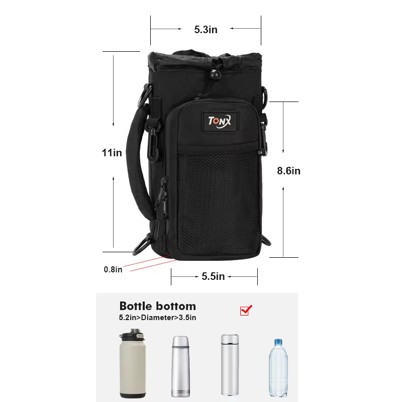 Sac de bouteille d'eau isolé multifonctionnel avec bandoulière