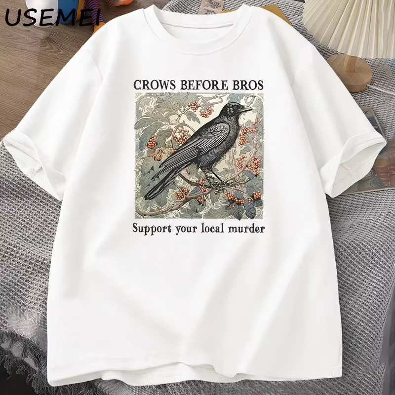 Funny corbeaux avant Bros rétro T-shirt femmes hommes Halloween T-shirt décontracté coton col rond manches courtes T-shirt foncé académique vêtements