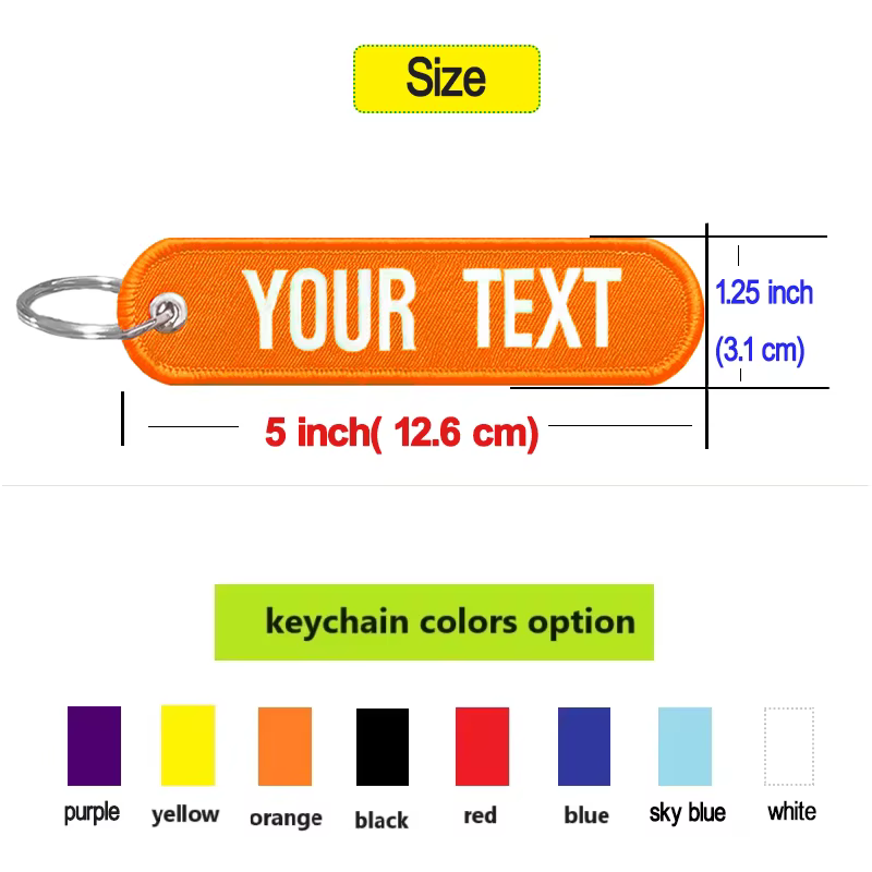Porte-clés personnalisé avec patch nominatif, texte brodé, accessoire porte-clés pour une étiquette, cadeau personnalisé