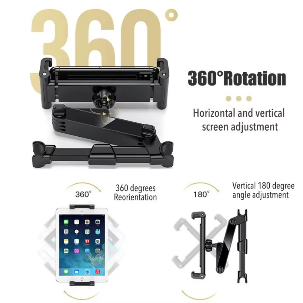 Support de tablette pour voiture, bras extensible, support de tablette pour appuie-tête, pour enfants, pour iPad Air, pour siège arrière de voiture, essentiels pour les voyages et les déplacements