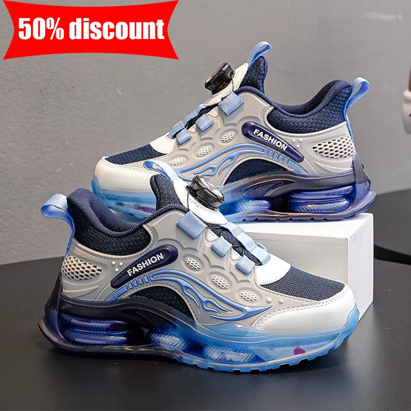 Chaussures de sport pour enfants, nouvelles chaussures décontractées pour garçons, à boucle rotative, en maille légère, antidérapantes, pour l'extérieur, usage quotidien, chaussures de marche