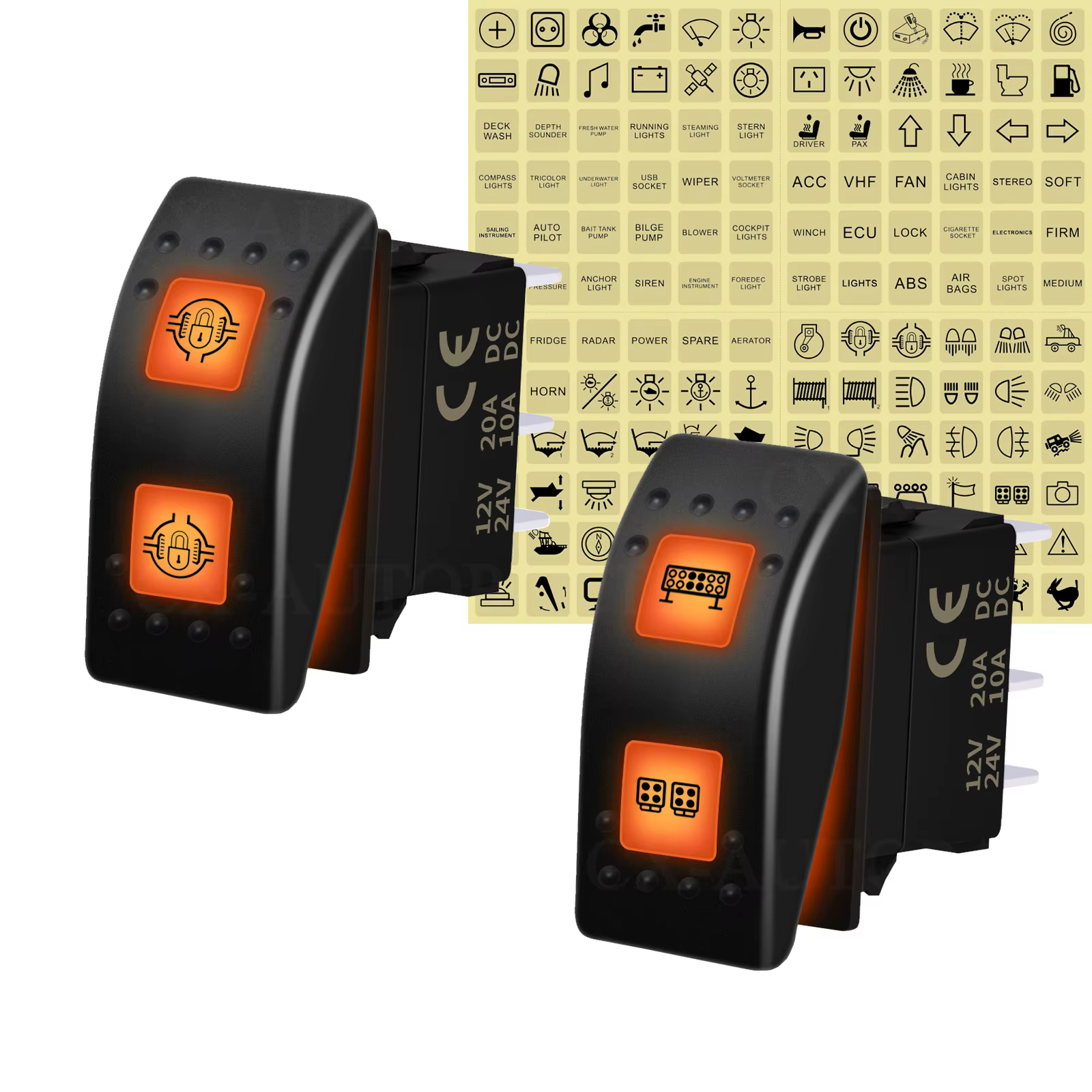 Interrupteur à bascule 12V 20A 3 positions ON-OFF-ON / OFF ON OFF avec double LED orange pour Can-Am 4x4, voiture, bateau, UTV, VTT, VR, RZR