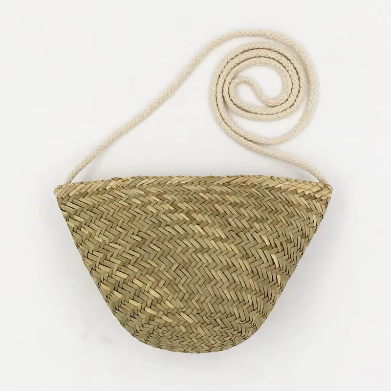 Sac à main en paille naturelle pour femmes, sacoche de plage tissée bohème d'été, sacs à bandoulière en rotin tricoté, petit sac à coque