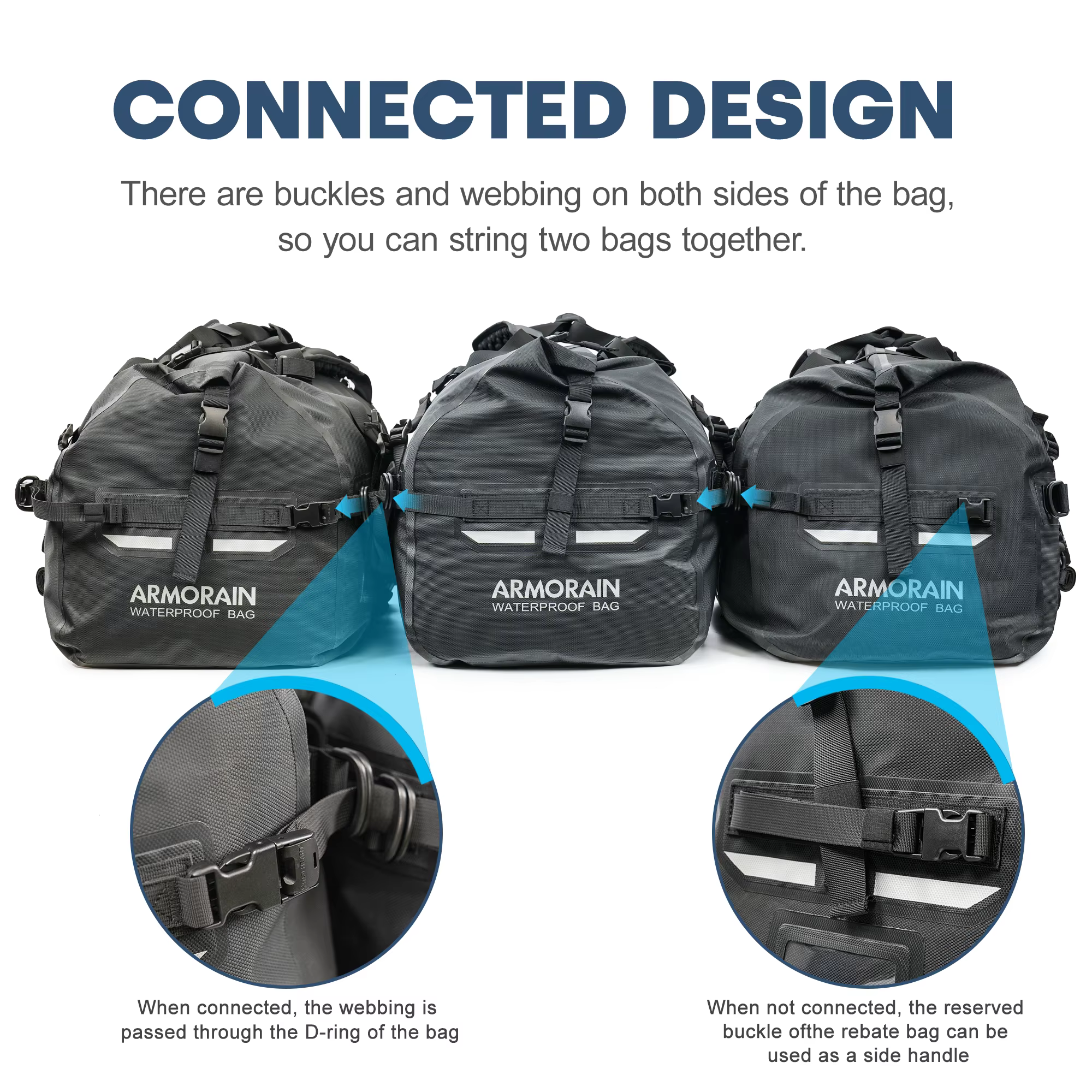 Sac de voyage étanche IPX8 100L 120L grande capacité avec sangle gonflable durable pour les longs trajets