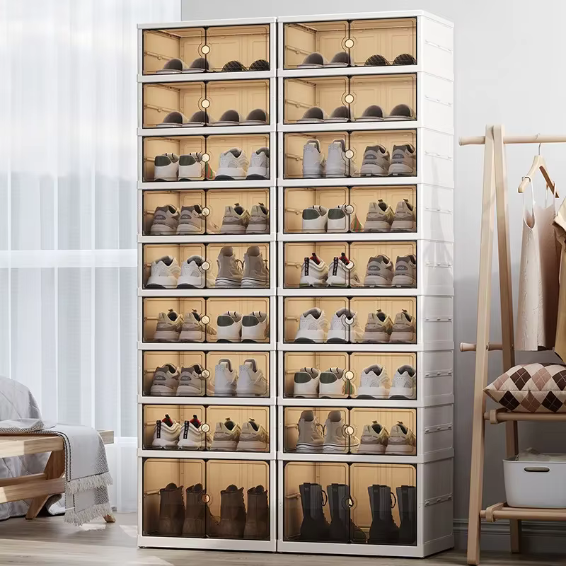Armoire à chaussures anti-poussière pour la maison, aucune installation requise, boîte à chaussures pliante transparente pliable, boîte de rangement de chaussures de grande capacité