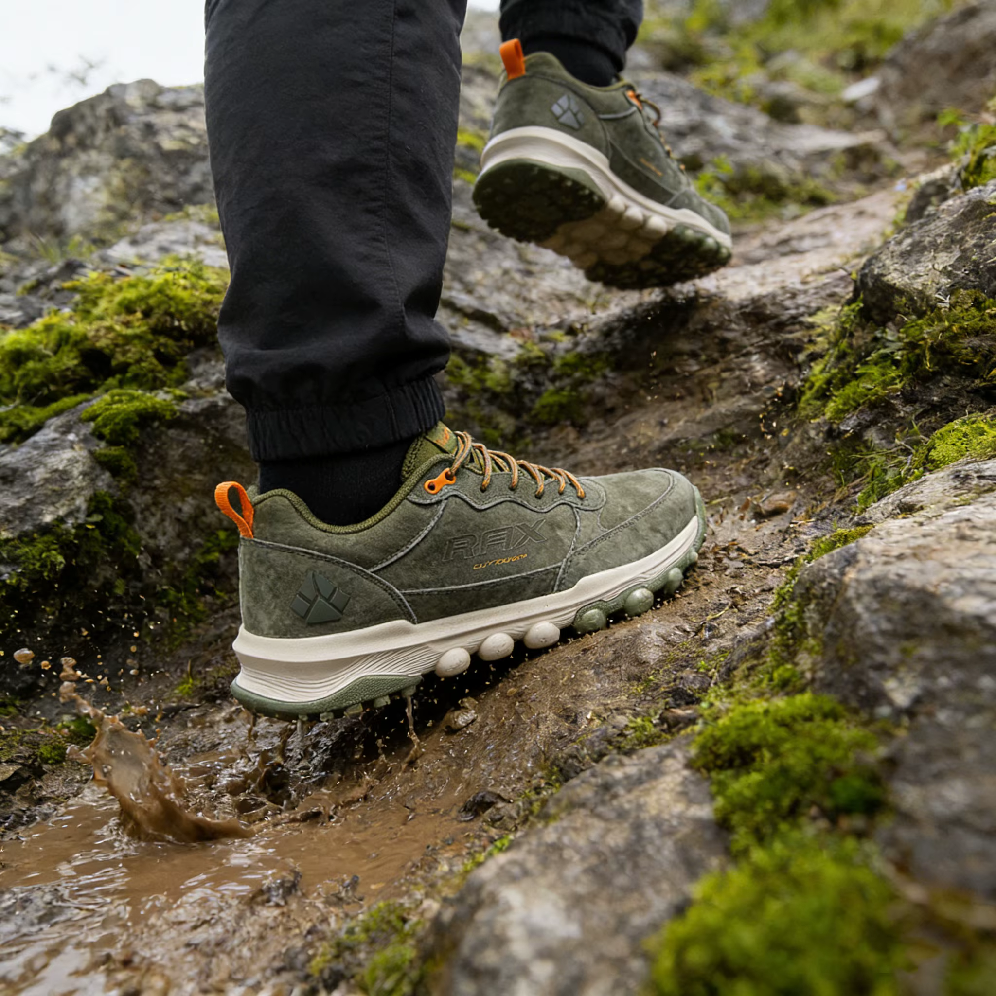 Chaussures de randonnée antidérapantes vert armée pour hommes