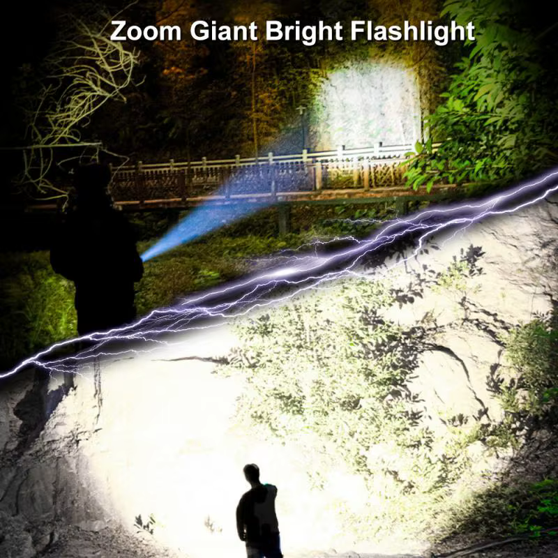 Puissante lampe de poche LED Rechargeable USB 18650 étanche Zoom pêche chasse 100000