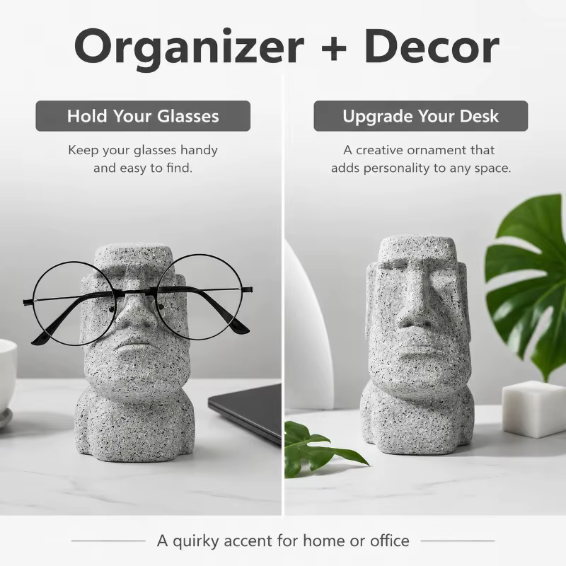 Support de lunettes rigolo style Moai