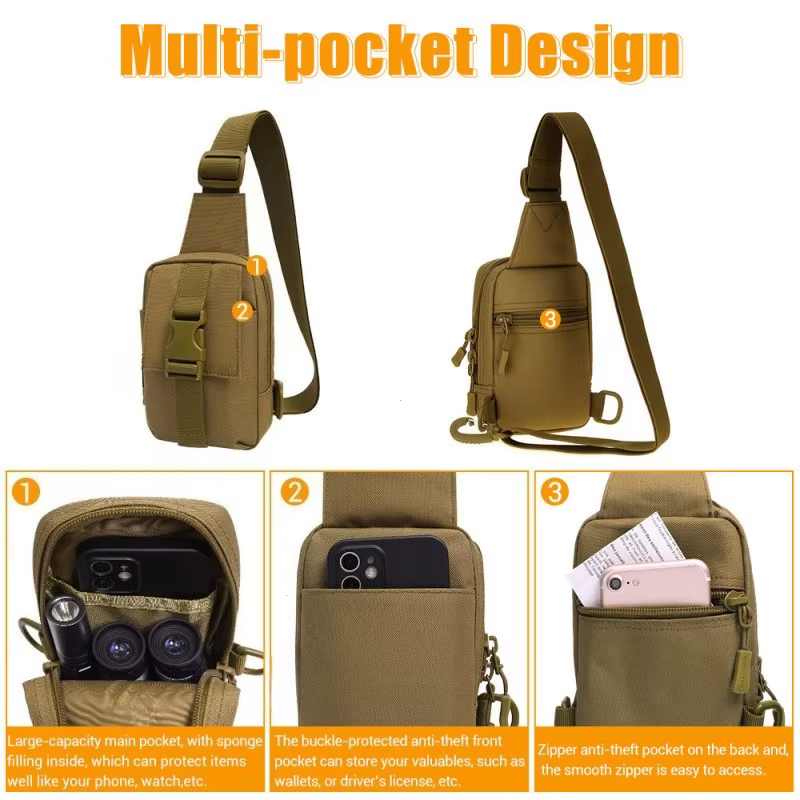 Sac de poitrine tactique militaire Trekking Pack EDC sac de sport sac à bandoulière sac