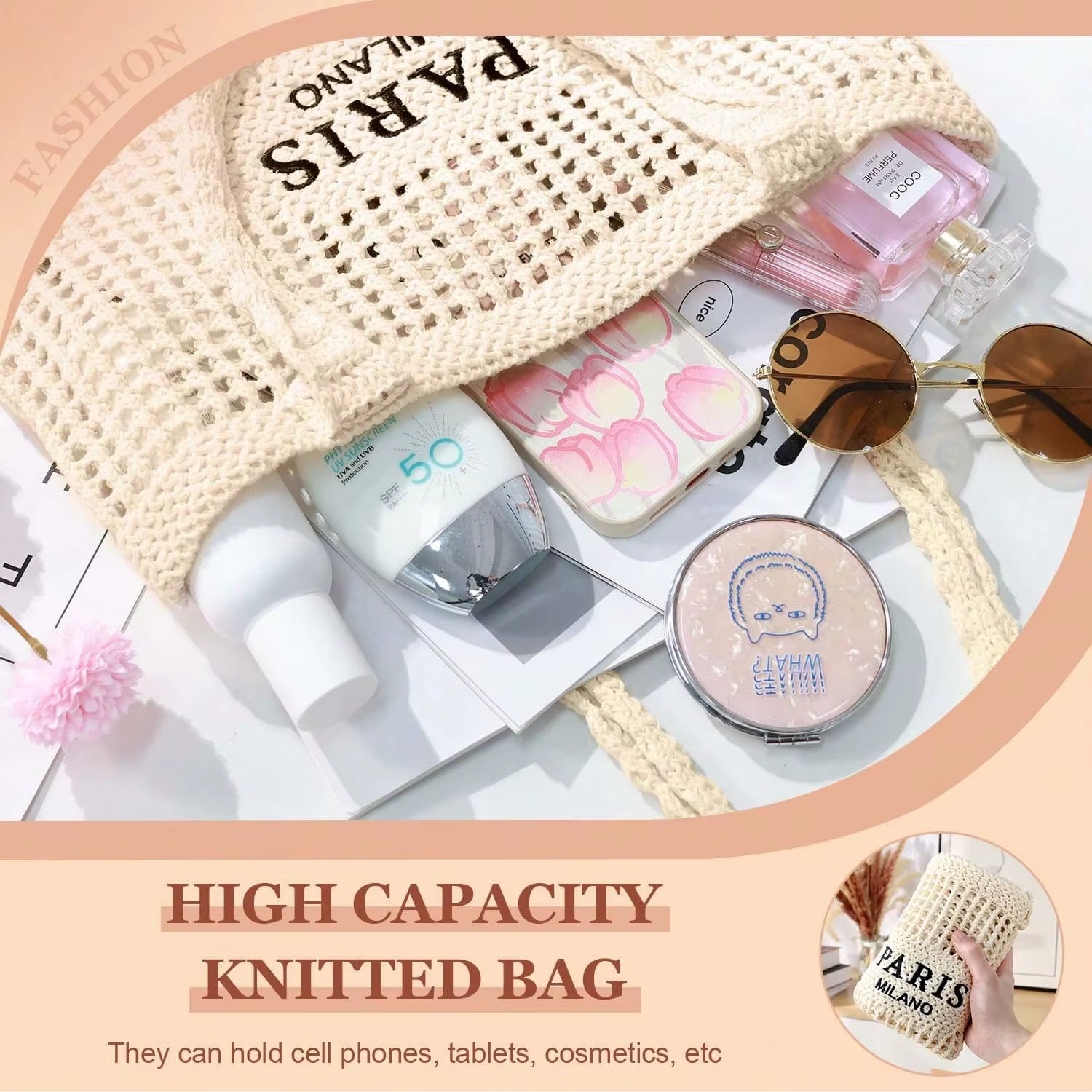 Sacs de plage en paille tendance pour femmes, sacs fourre-tout durables faits à la main, sacs à bandoulière en maille ajourée pour l'été, les vacances et les voyages