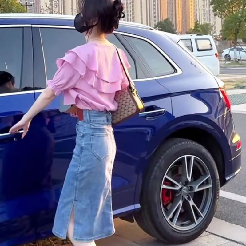 Femme élégante jupe en jean Chic et élégant jupes en jean pour les femmes offre Promotion chaud Premium Streetwear 2025 tendance décontracté pas cher