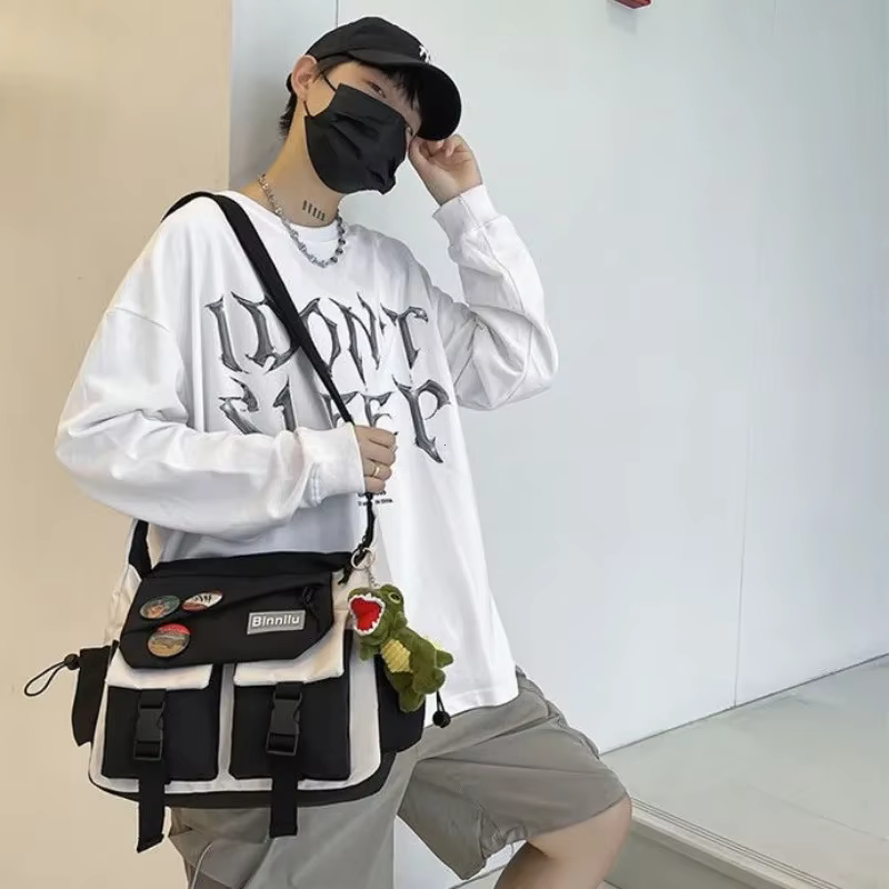 Harajuku hommes sacs à bandoulière en Nylon pour femmes Sac de messager filles école livre sacs jeunesse toile sacs à main Sac à bandoulière Sac Bolsas
