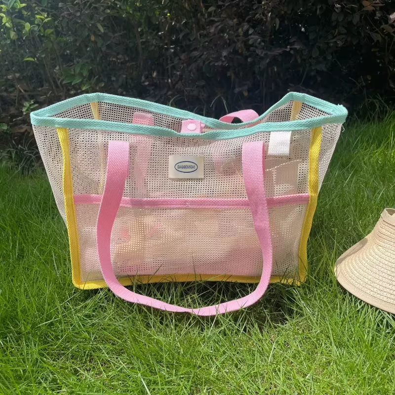 Sac à main d'été en maille transparente respirante pour femmes, sac à main de douche de plage en plein air, sacs de plage de grande capacité, fourre-tout de natation Portable