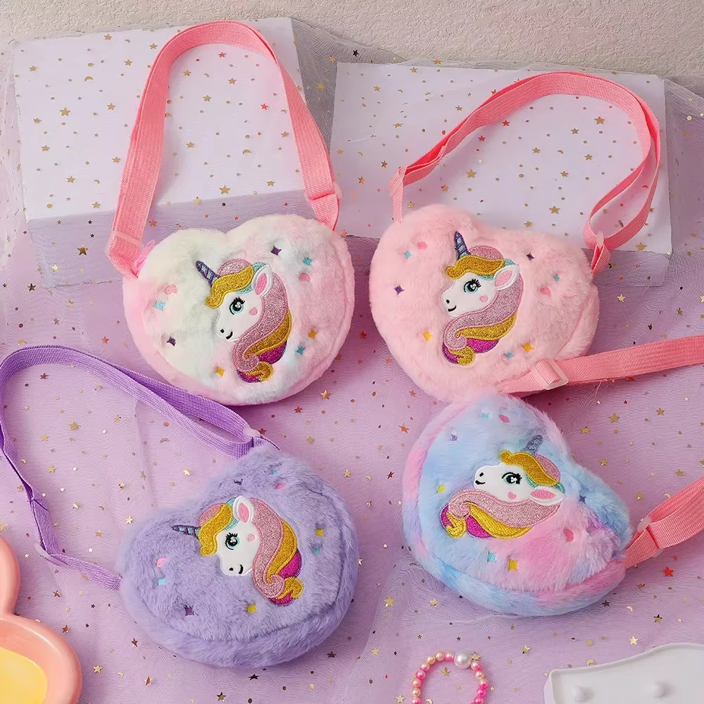 Sac messager en fourrure de dessin animé de grande capacité pour jeunes enfants, sac de rangement pour filles, sac à fourrure doux, sac initié par Nairobi Orn Star, cadeau mignon