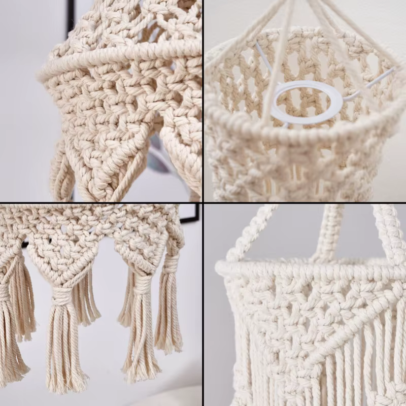 Abat-Jour Bohème en Macramé Tissé à la Main