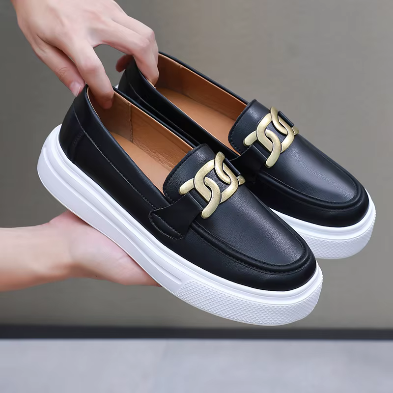 Offre spéciale Couple chaussures en cuir décontractées qualité noir chaussures à enfiler hommes femmes mocassins Beige mocassin pour hommes chaussures pour hommes élégantes