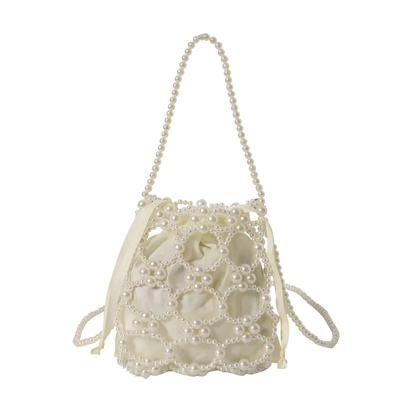 Perles blanc seau épaule et sacs à bandoulière sens exquis de luxe frais