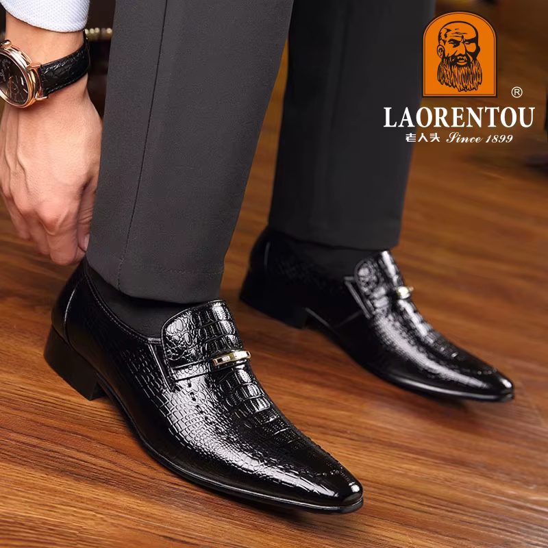 LAORENTOU-Chaussures d'affaires britanniques en cuir véritable pour hommes, 022762