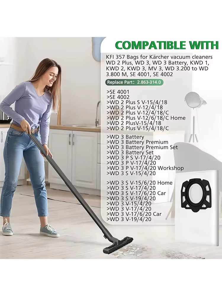 Sacs pour aspirateur compatibles avec Karcher WD2 Plus, WD 3, KWD 1, KWD 2, MV 3, SE 4001, SE 4002 Aspirateur eau et poussière