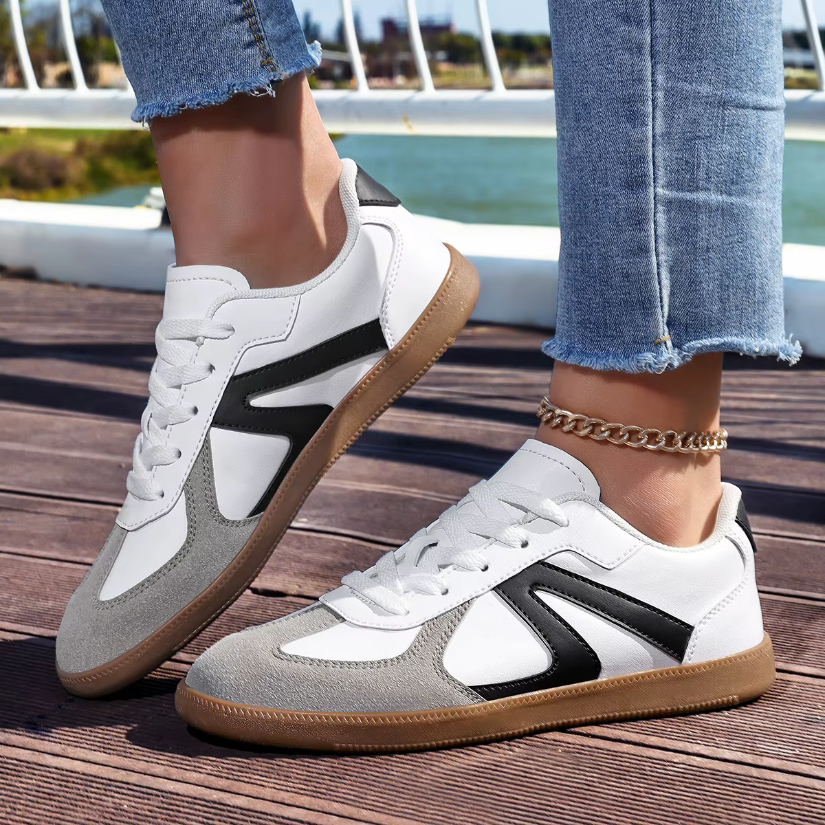 ELUVA – chaussures en cuir PU pour hommes, unisexes, de haute qualité, respirantes, plates, à lacets, confortables, semelle souple, antidérapantes, chaussures de skateboard décontractées pour hommes