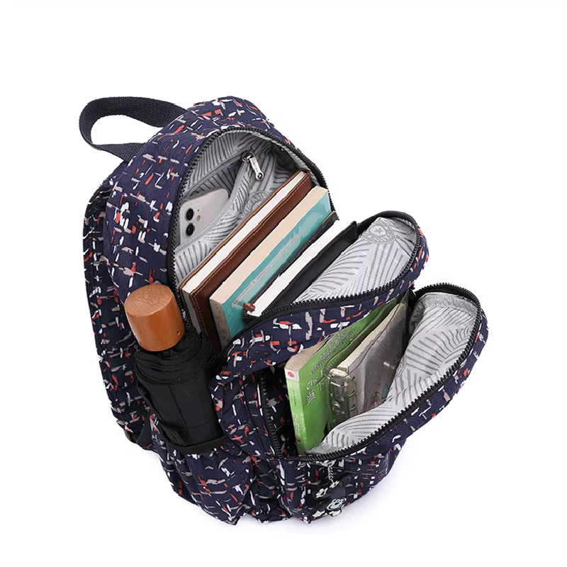 TEGAOTE noir bleu violet Nylon fleur motif mode décontracté A4 fille garçon femmes hommes école sac à dos léger sac de voyage M1318