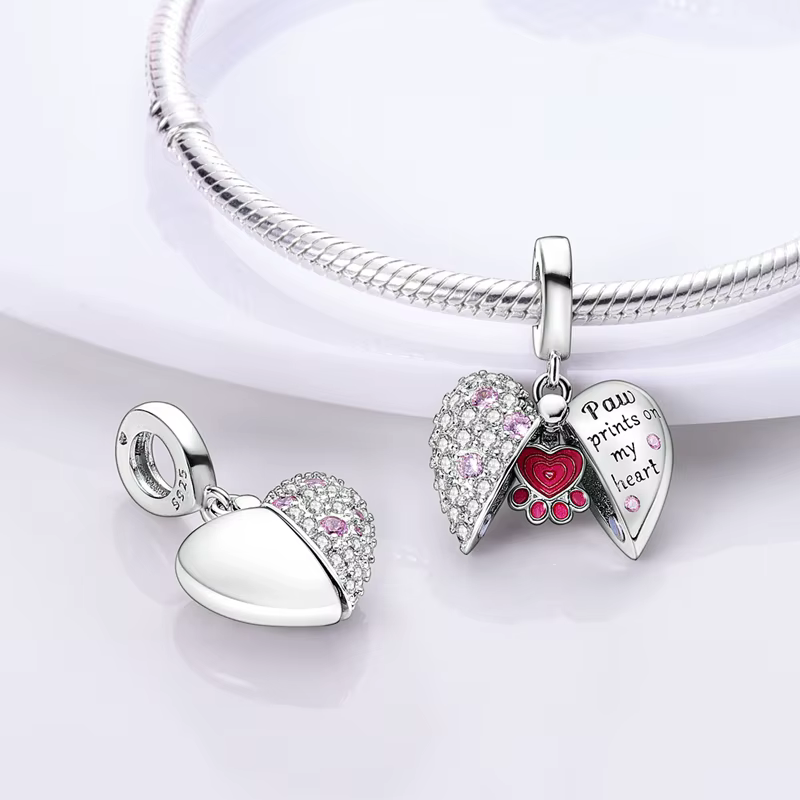 Breloques roses originales en argent Sterling 925