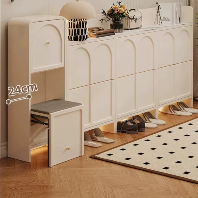 Meuble à chaussures de luxe commercial avec assise