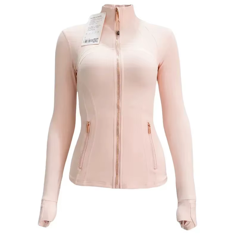 Veste Rose Gold Troisième Génération Sans Maille Coupe Slim Fine Sport Fitness Yoga Col Montant Vêtement d'extérieur pour Femme