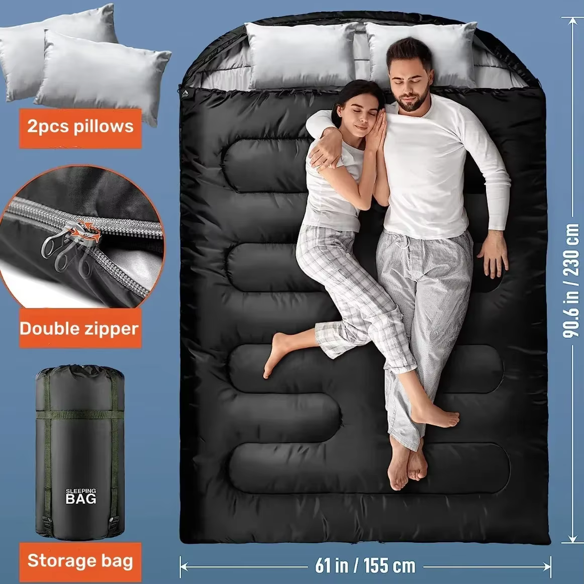 Sacs de couchage doubles pour deux adultes