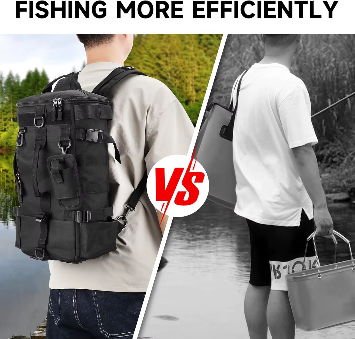 Sac à dos tactique de pêche avec porte-canne