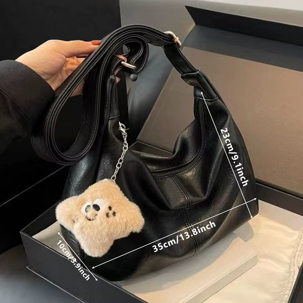 Sac à bandoulière tendance et décontracté pour femmes, en cuir PU, grande capacité, sac sous le bras, sac hobo rétro pour femmes