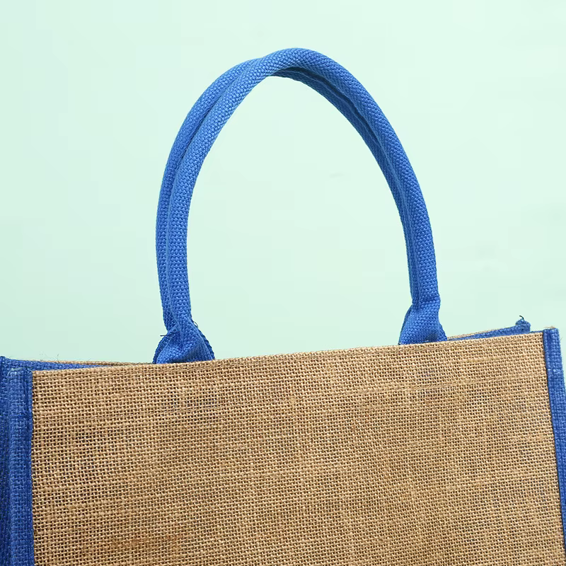 Sac en chanvre personnalisé avec logo imprimé, sac en coton et jute peint à la main avec blocs de couleur, sac à main imitation lin, sacs de courses
