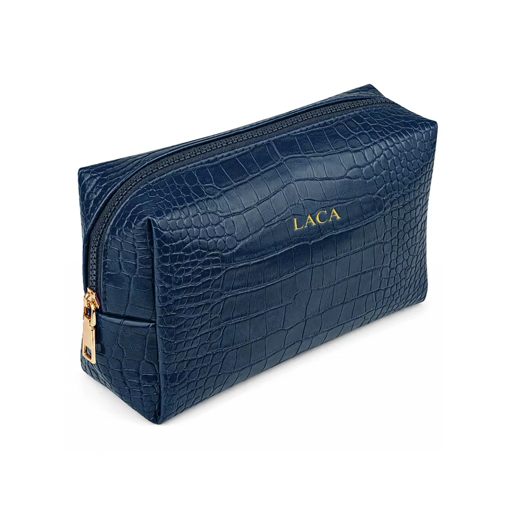Sac de maquillage en PU personnalisé avec motif crocodile, grande capacité, sac à main pour femme, sac de toilette et de maquillage de voyage pour homme
