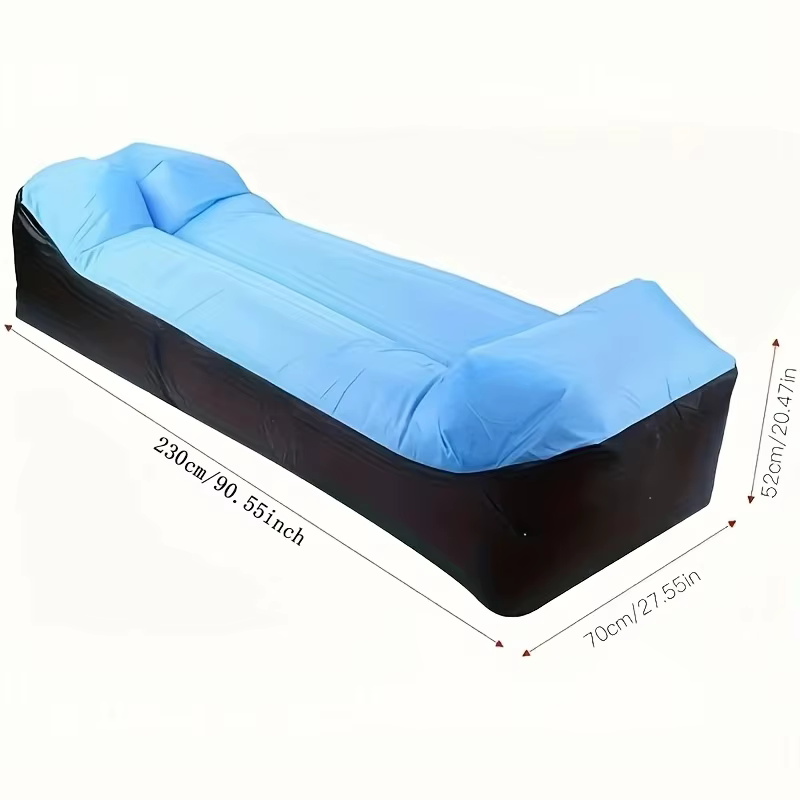 Chaise longue gonflable portable avec oreiller – Canapé imperméable pour le camping, la plage et les festivals – Installation facile avec sac