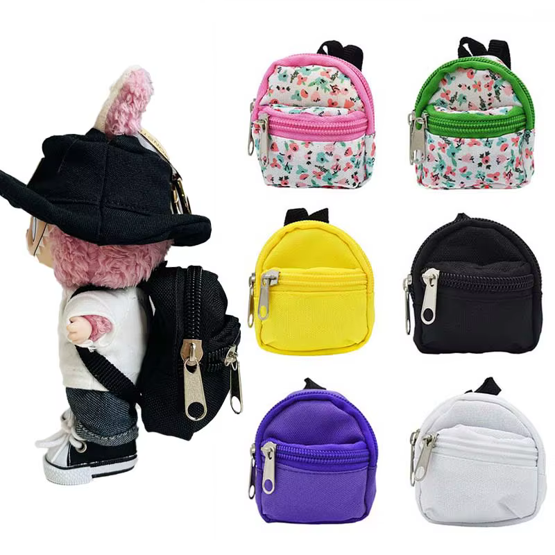 Mini sac à dos mignon adapté aux poupées Labubu 15/17, poupées en coton de 10cm et sac à dos BJD 6/1, accessoires de décoration de poupée Labubu