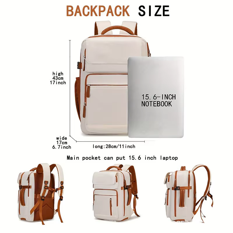 Sac à dos de voyage pour femme avec compartiment à chaussures adapté pour ordinateur portable de 15,6 pouces, sac à dos à bandoulière réglable